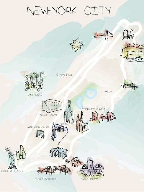 plan en dessin de la ville de NYC