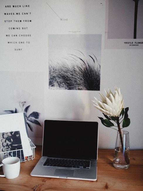 tableau d'affichage, ordinateur portable, bureau, home office