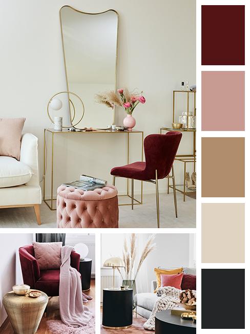 palette métallique et bordeaux