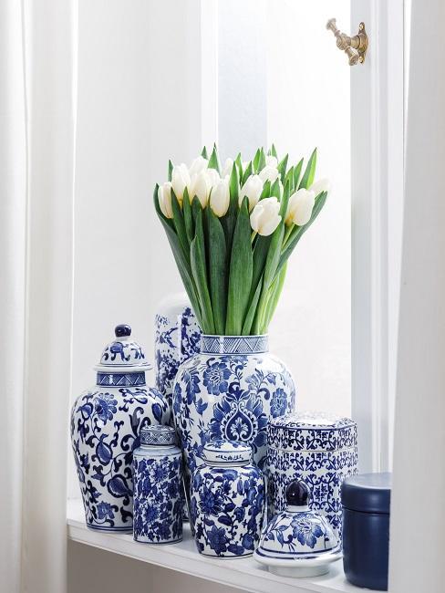 vase bleu esprit asiatique