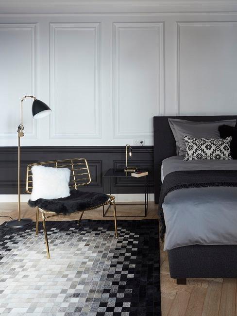 Chambre à coucher industrielle dans les tons gris