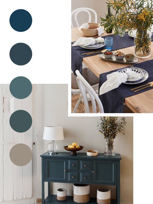 Palette de couleurs bleu et vert foncé bois nuances