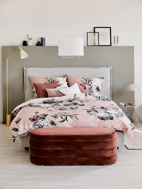chambre vintage chic tons gris et terracotta