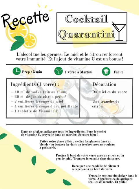 Recette cocktail Quarantini