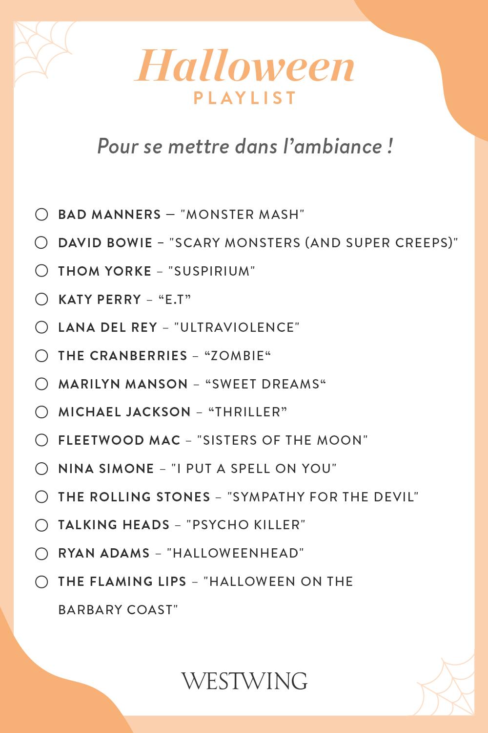 Liste de musique spéciale fête halloween