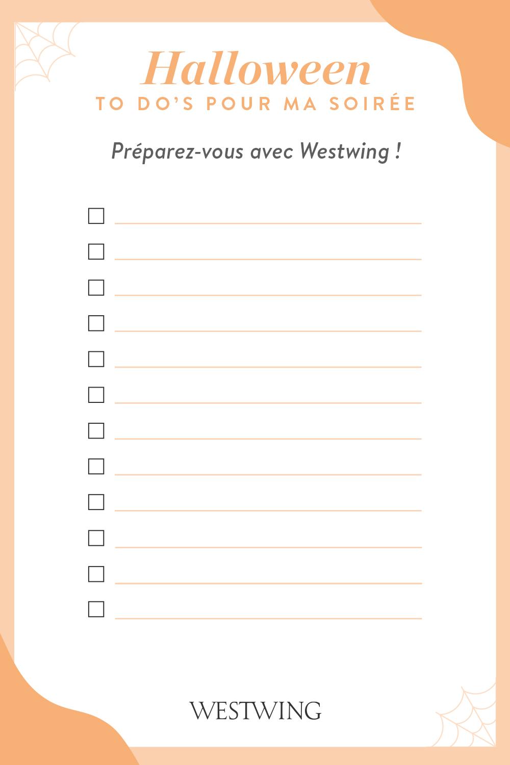 Liste d'invités pour préparer Halloween