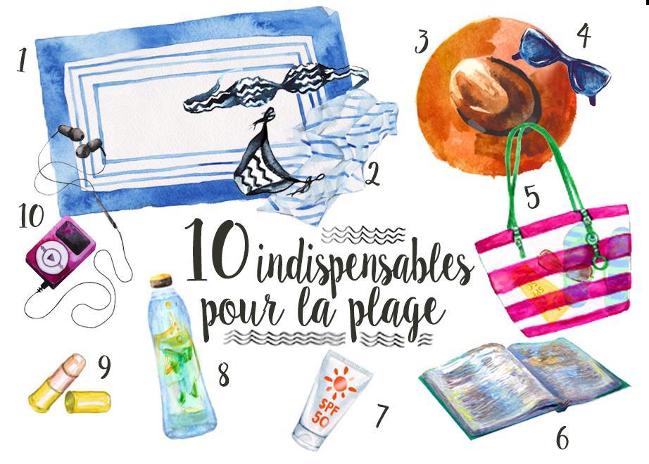 Images des 10 indispensables a avoir dans son sac pour la plage