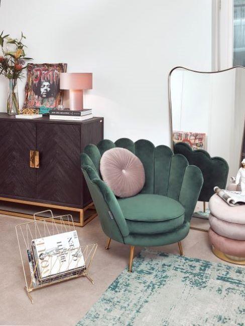 chambre fauteuil vert velours