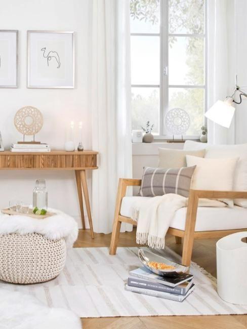 salon cosy blanc et marron