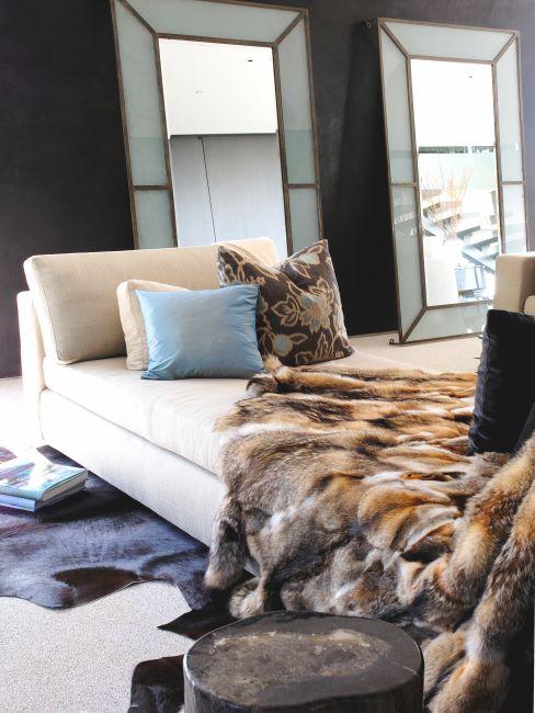 ottomane, chambre moderne, peau , cosy