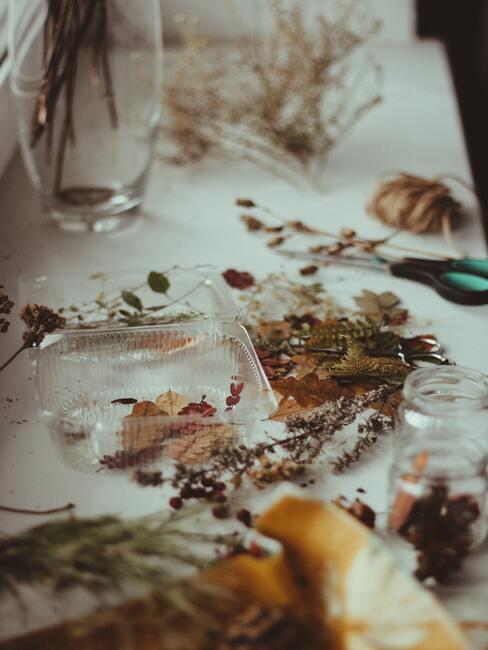 idée de décoration automnale avec des feuilles