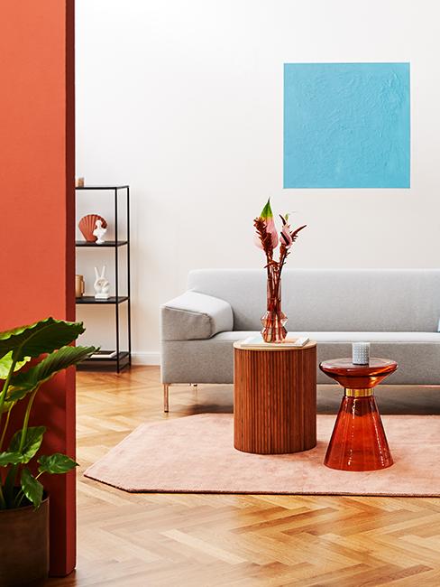 Salon moderne avec canapé gris