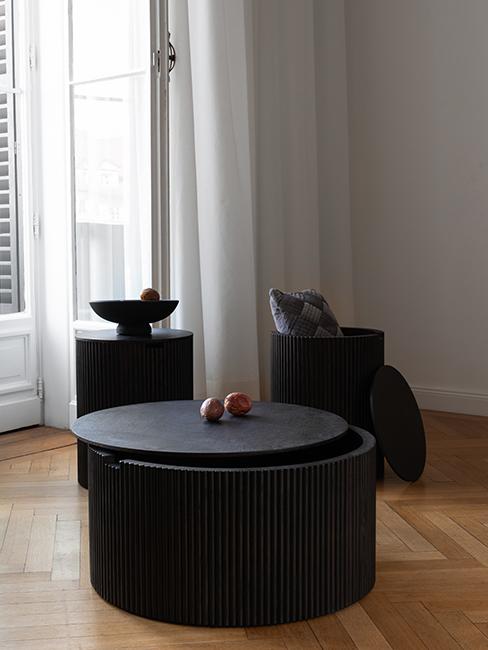 table basse ronde noire westwing collection retro artsy