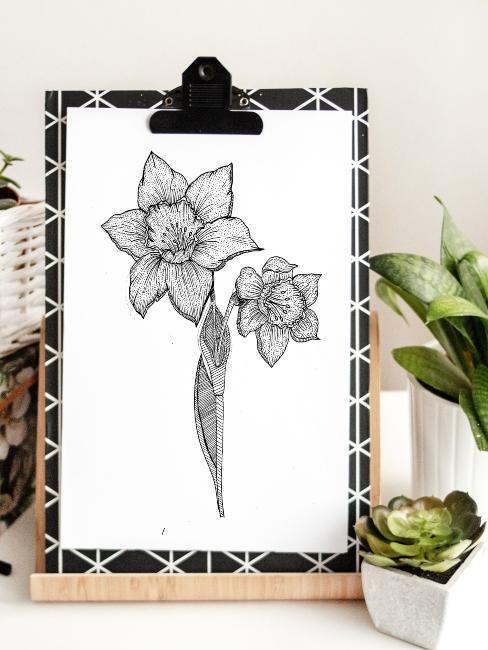 clipboard décoratif avec dessin de fleur