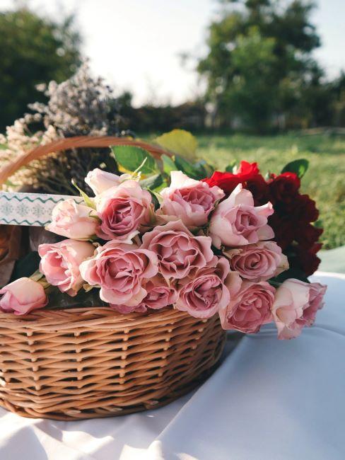 Panier de roses, pique-nique