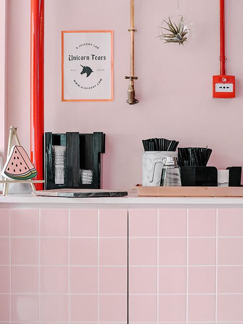 cuisine rose carrelage céramique