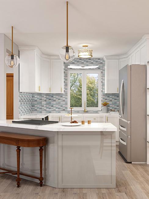 cuisine blanche avec carrelage