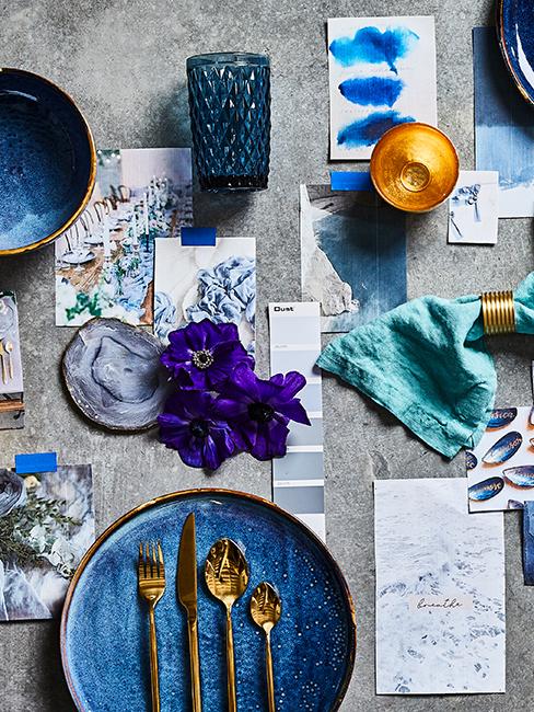 décoration de table bleue