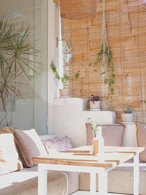 extérieur boho avec canisse