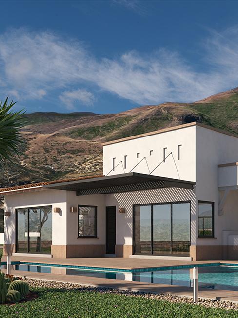 maison dans les montagne avec piscine