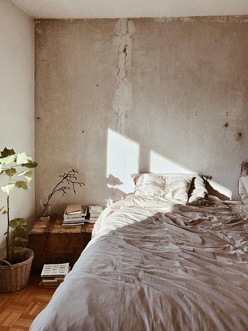 mur brut, chambre à coucher