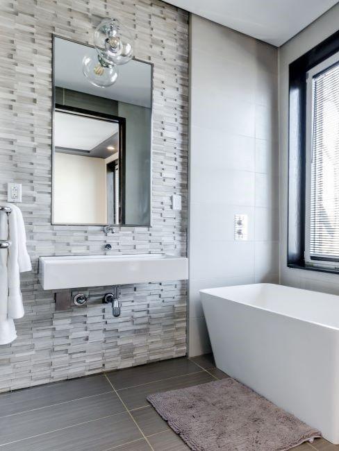 salle de bains, déco murale, baignoire, moderne, minimaliste