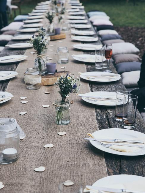 décoration de table de mariage rustique et bohème