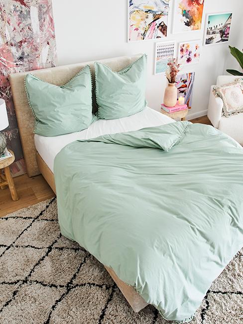 linge de lit vert pastel