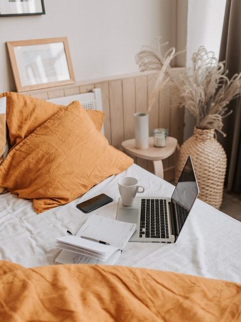 chambre à coucher, orange, herbes sèches, working from home, HO
