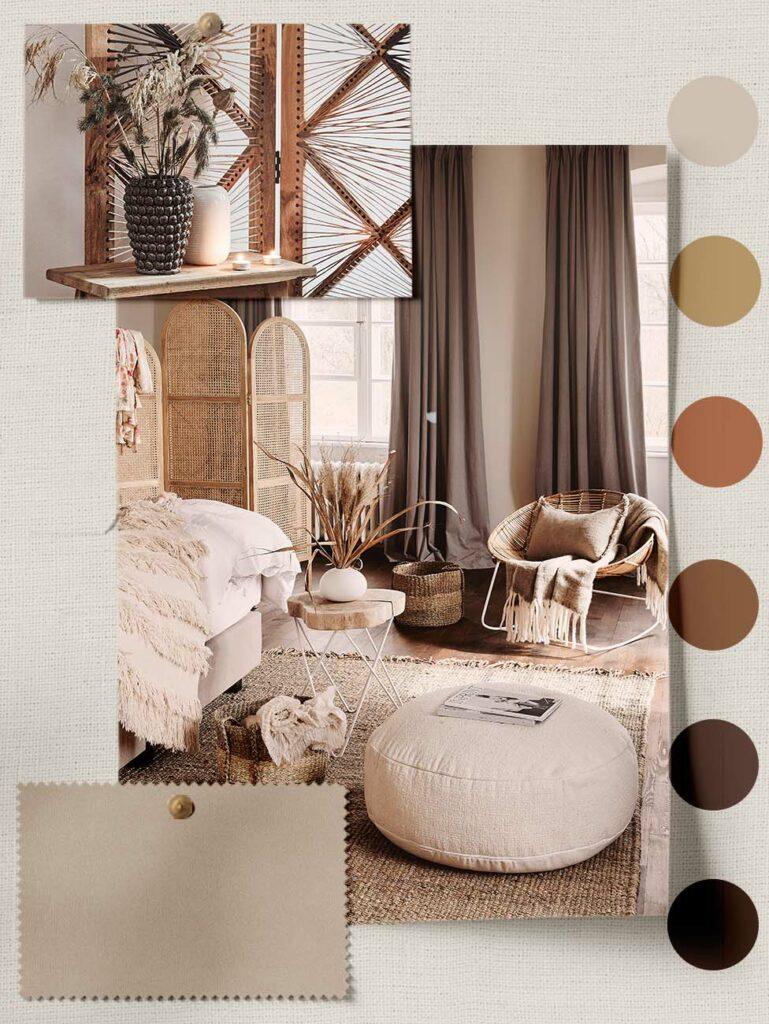 palette taupe, style bohème