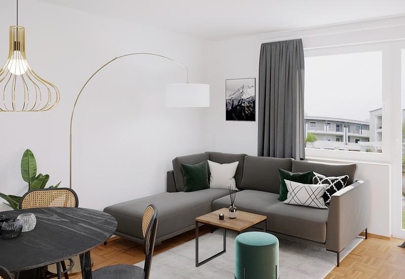 proposition de projet 3D pour aménager un salon avec un coin repas - Westwing 2