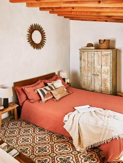 chambre à coucher, terracotta, style nature, ethnique, rustique, campagne