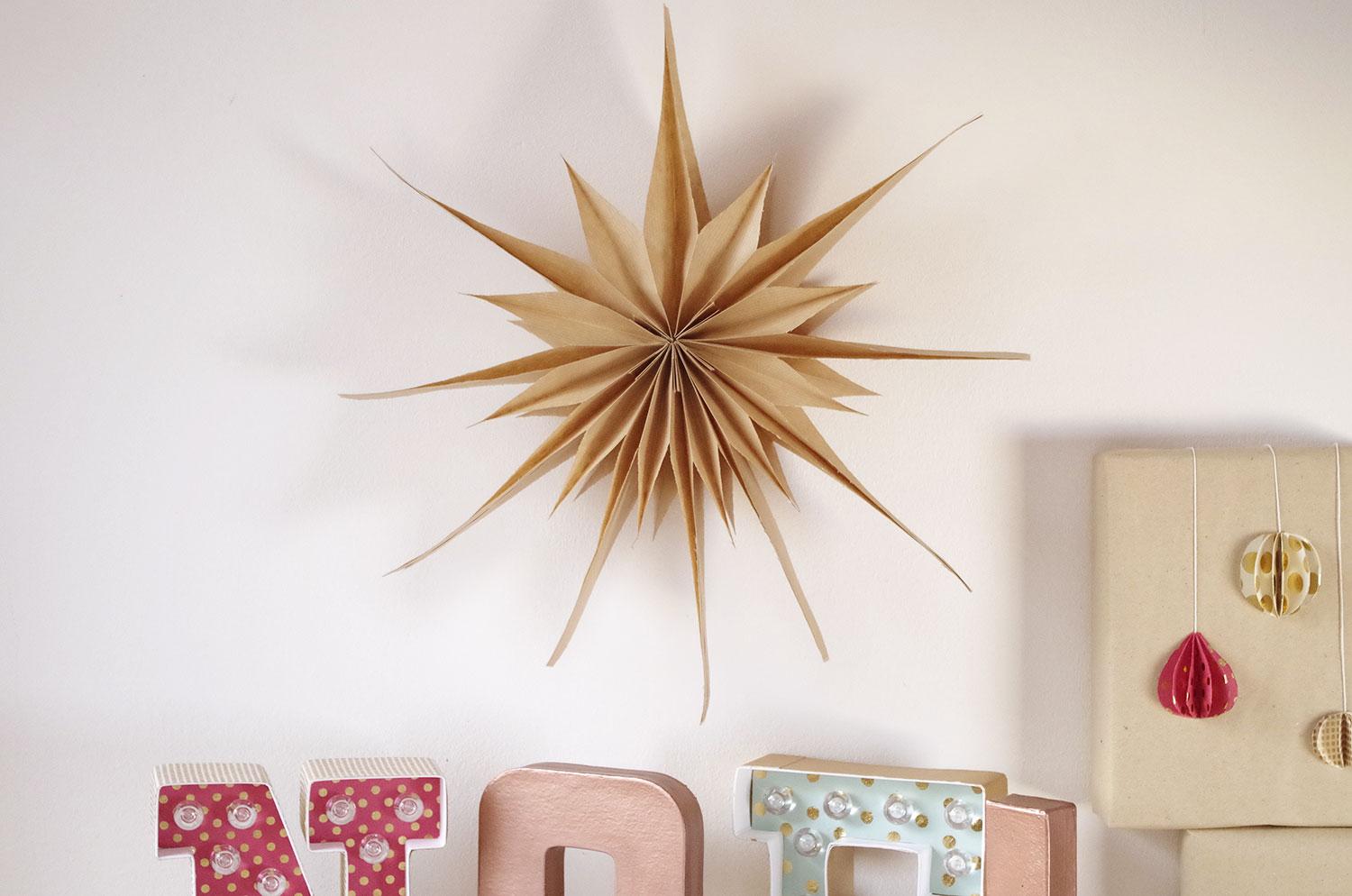 DIY etoile de noel en papier kraft
