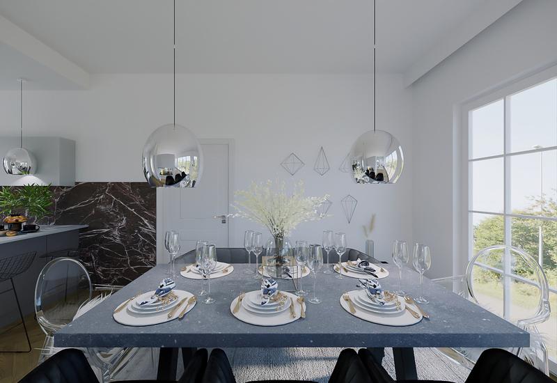 projet 3D d'aménagement d'un grand salon moderne par Westwing 1