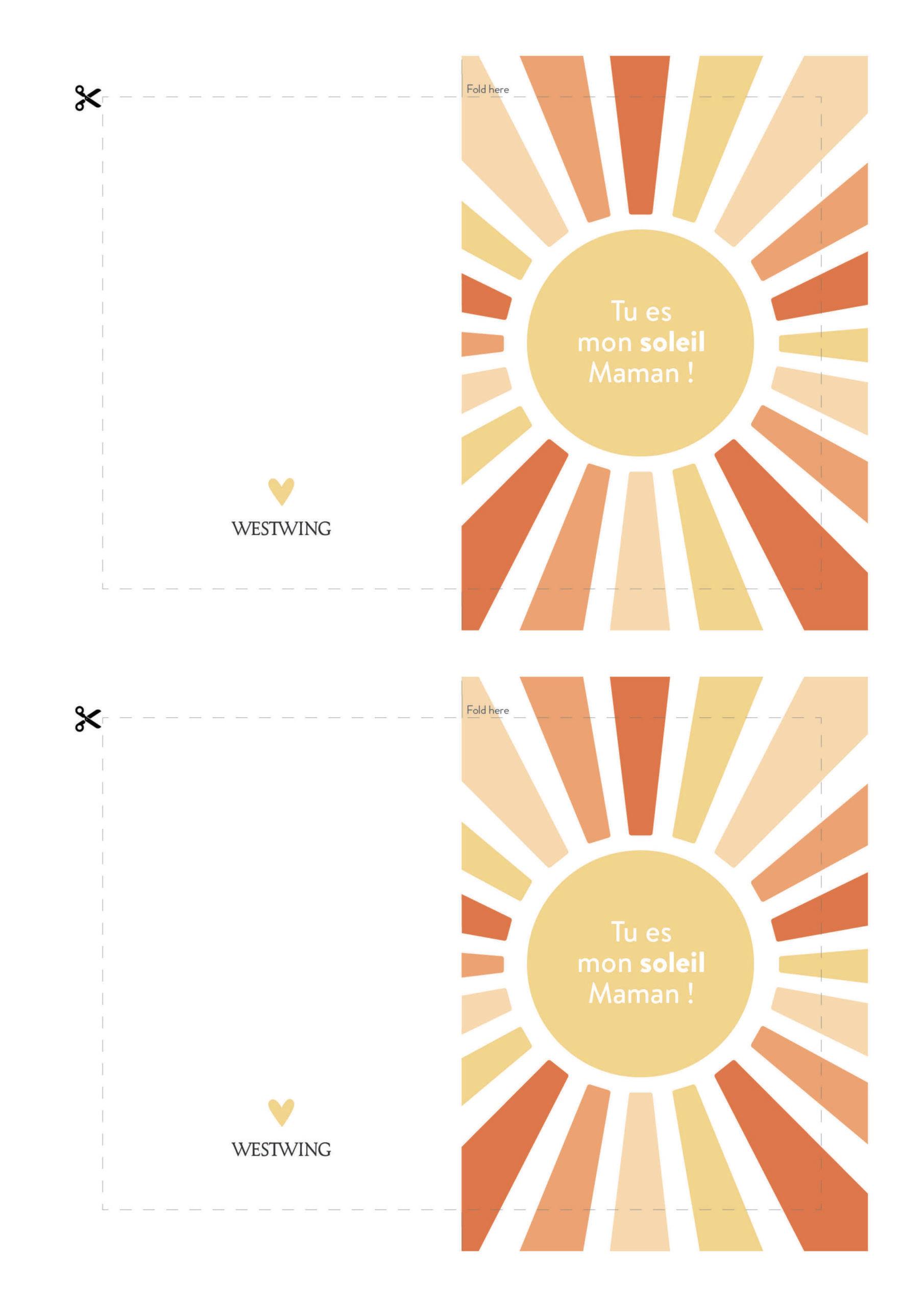carte fête des mères à imprimer Tu es mon soleil