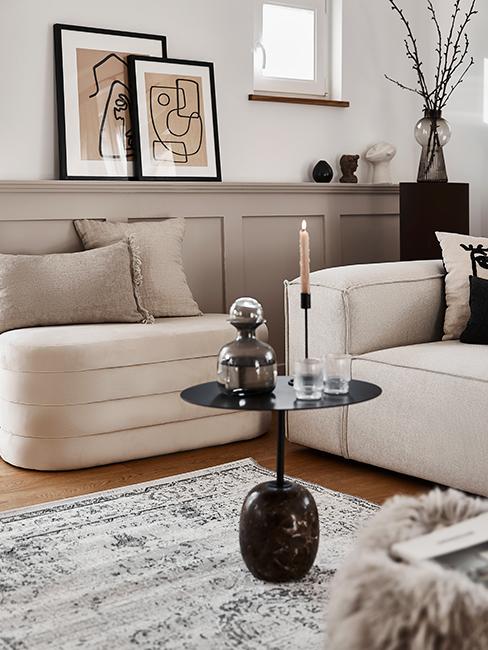 salon cosy avec couleur nude