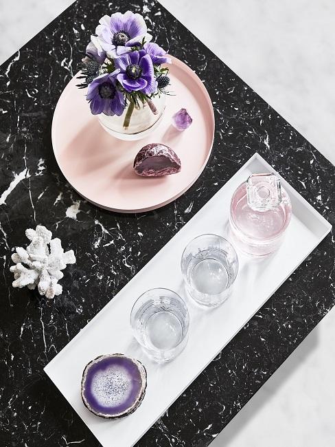 table basse effet marbre noire