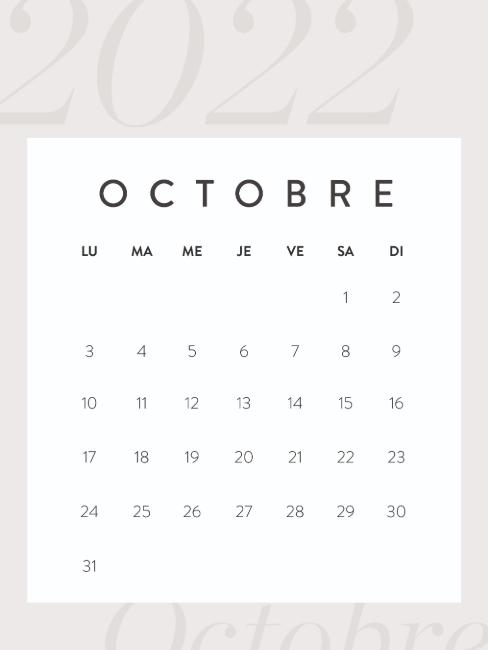 calendrier octobre 2022 à télécharger