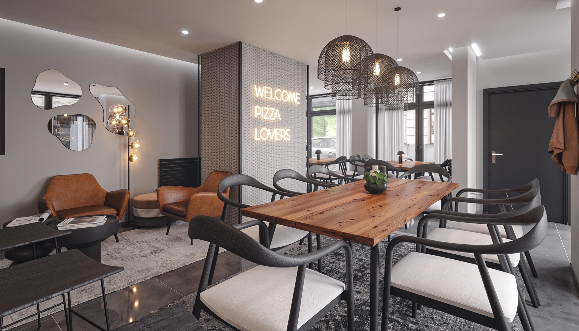 deco restaurant tables bois chaises design métal noir