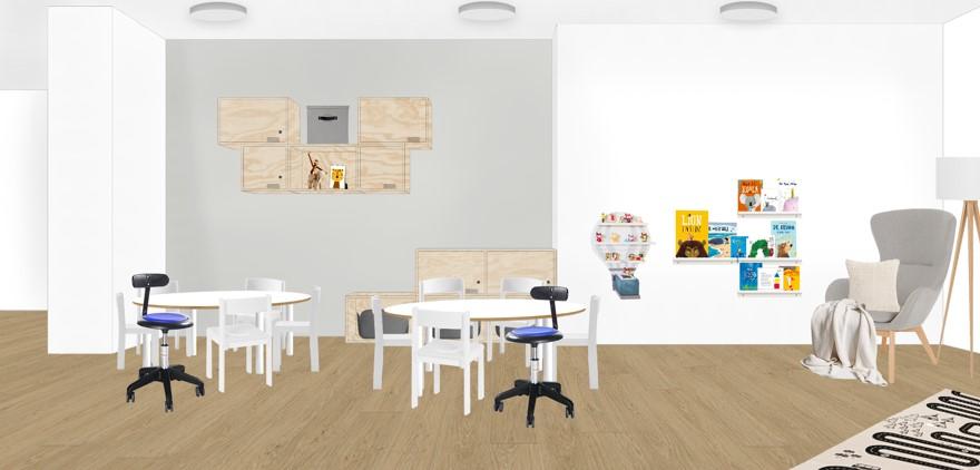 cantine - creche espace activités chaises personnel