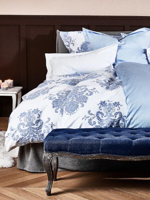 Banquette velours bleu marine