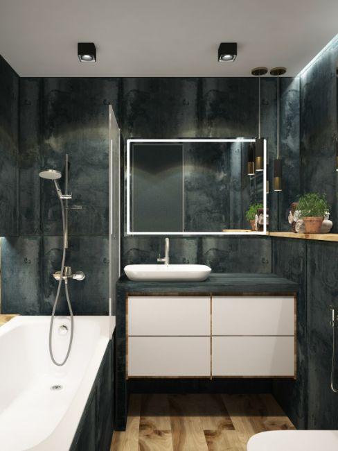 toilettes gris antracite avec reflets bleus