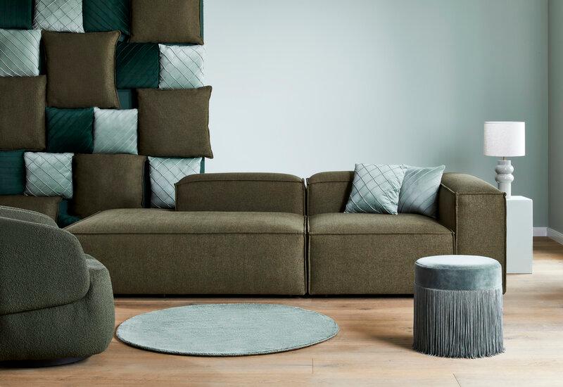 canapé et coussins couleur jade