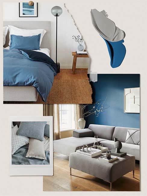 palette de bleu et gris, salon, chambre