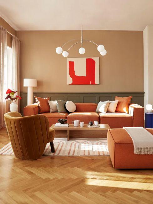 canapé modulable lennon 4 places terracotta murs beige