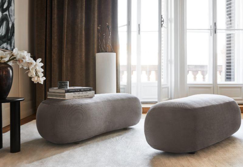 canapés arrondis gris, Alba, westwing, salon