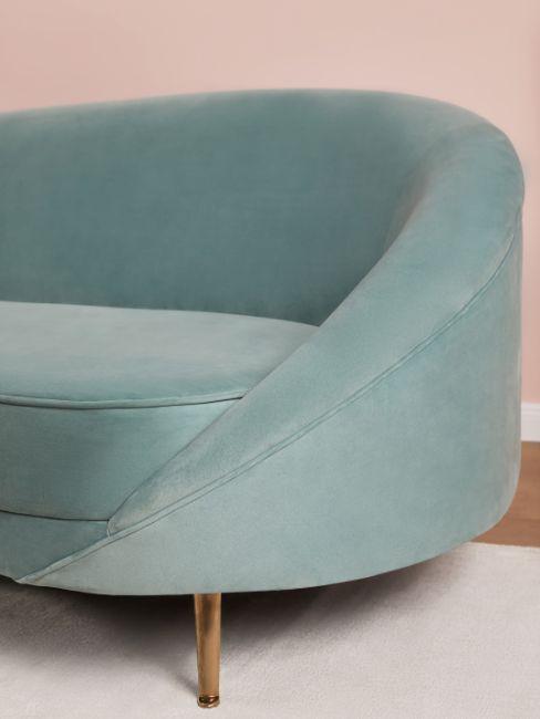 canapé arrondi, canapé courbé, style art déco, années 1920, turquoise, Westwing