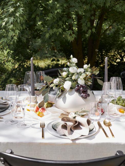 décoration de mariage en extérieur, table décorée,, style bohème chic