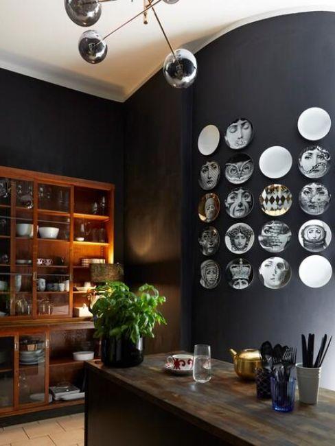 cuisine noire et bois style antiquaire