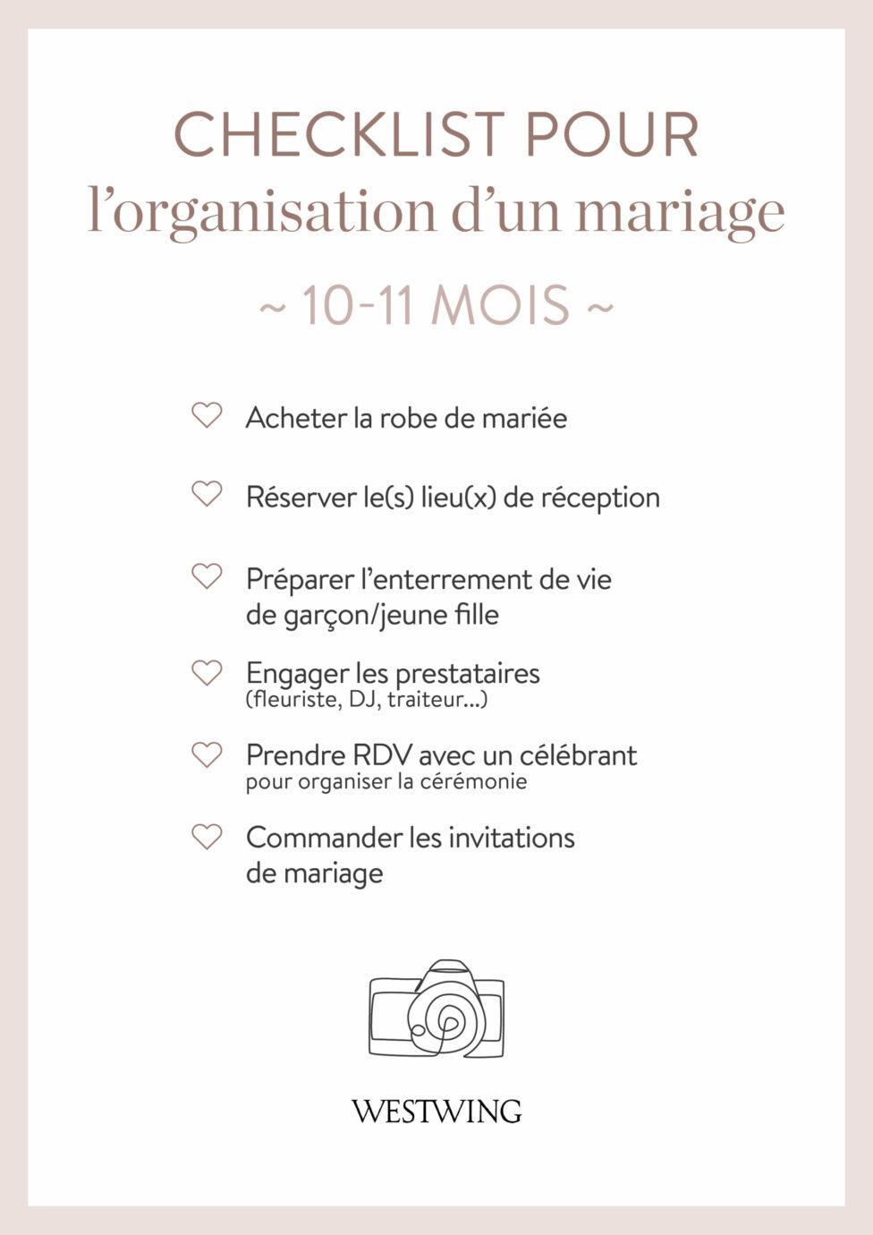 check list mariage, 10 mois avant